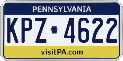 PA license plate KPZ4622