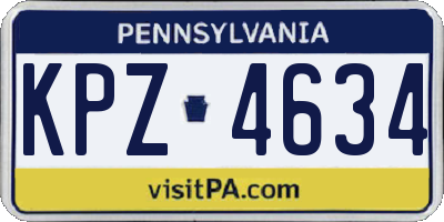 PA license plate KPZ4634