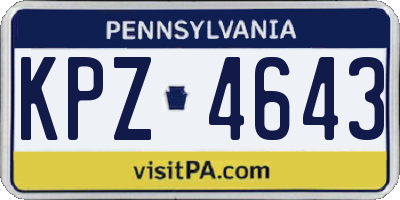 PA license plate KPZ4643