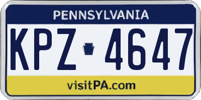 PA license plate KPZ4647