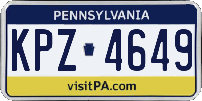 PA license plate KPZ4649