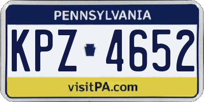 PA license plate KPZ4652