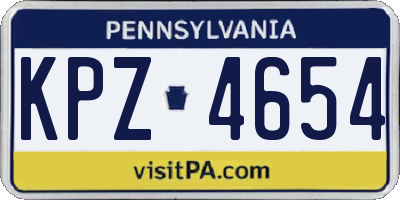 PA license plate KPZ4654