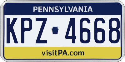 PA license plate KPZ4668
