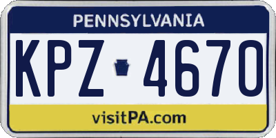PA license plate KPZ4670