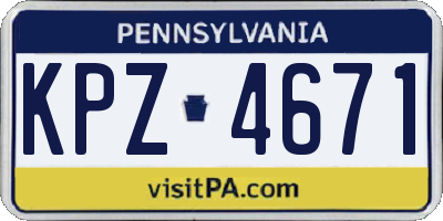 PA license plate KPZ4671