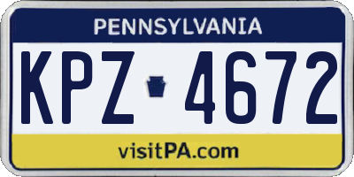 PA license plate KPZ4672