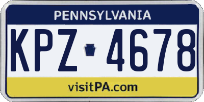 PA license plate KPZ4678