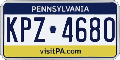 PA license plate KPZ4680