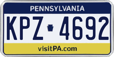 PA license plate KPZ4692