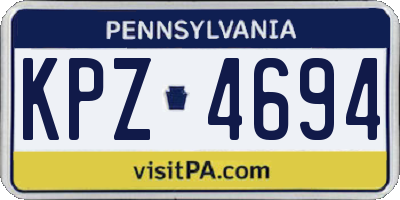 PA license plate KPZ4694