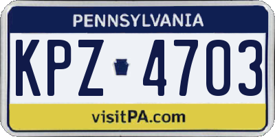 PA license plate KPZ4703