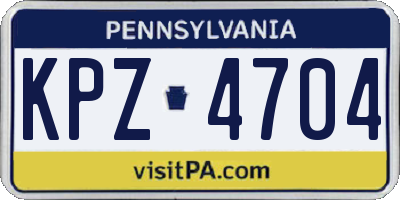 PA license plate KPZ4704