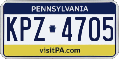 PA license plate KPZ4705