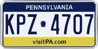 PA license plate KPZ4707