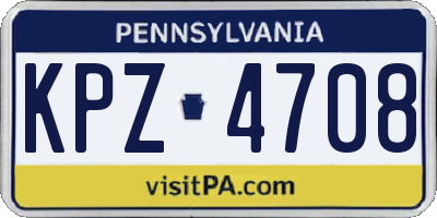 PA license plate KPZ4708