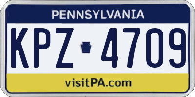 PA license plate KPZ4709