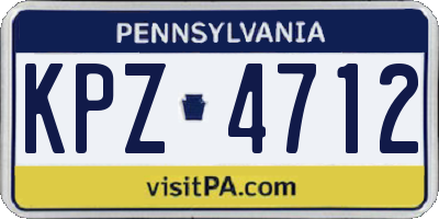 PA license plate KPZ4712