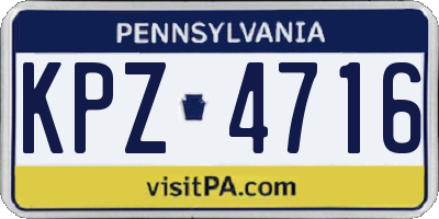 PA license plate KPZ4716