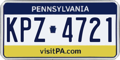 PA license plate KPZ4721