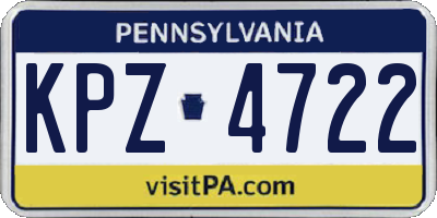 PA license plate KPZ4722
