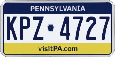 PA license plate KPZ4727