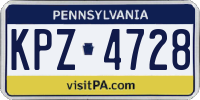 PA license plate KPZ4728