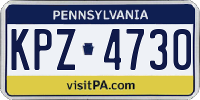 PA license plate KPZ4730