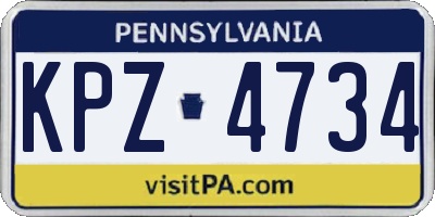 PA license plate KPZ4734