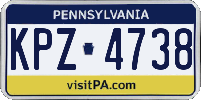 PA license plate KPZ4738