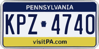 PA license plate KPZ4740