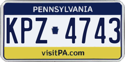 PA license plate KPZ4743