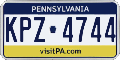 PA license plate KPZ4744
