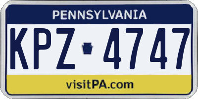 PA license plate KPZ4747