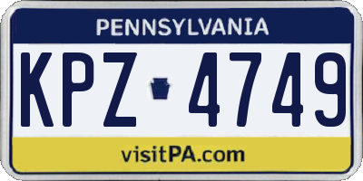PA license plate KPZ4749