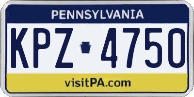 PA license plate KPZ4750