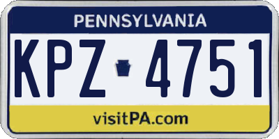 PA license plate KPZ4751