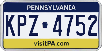 PA license plate KPZ4752