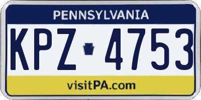 PA license plate KPZ4753