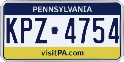 PA license plate KPZ4754