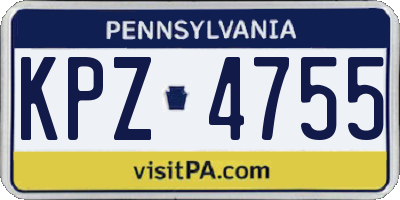 PA license plate KPZ4755