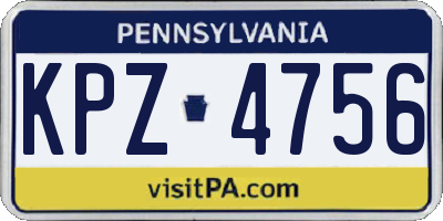 PA license plate KPZ4756