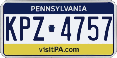 PA license plate KPZ4757