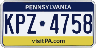 PA license plate KPZ4758