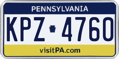PA license plate KPZ4760