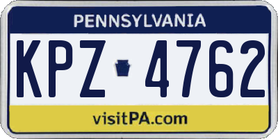 PA license plate KPZ4762