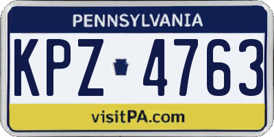PA license plate KPZ4763