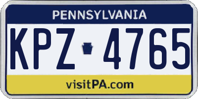 PA license plate KPZ4765
