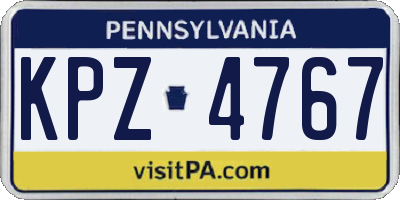 PA license plate KPZ4767