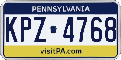 PA license plate KPZ4768